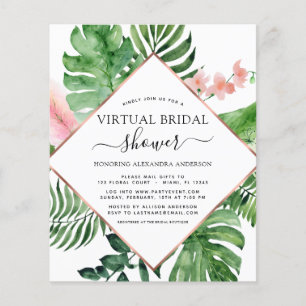 Flyer Palm Tropical de Ducha de Novias Virtual Presupues