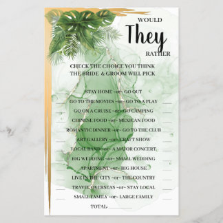 Flyer Palm Tropical Prefieren Duchar Tarjeta De Juego