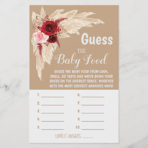 Flyer Pampas adivina tarjeta de juego de Baby Shower par