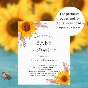 Flyer Pampas de baño de bebé hierba girasoles presupuest