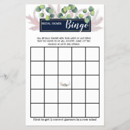 Flyer Pampas Grass Bridal Shower Bingo Tarjeta de juego