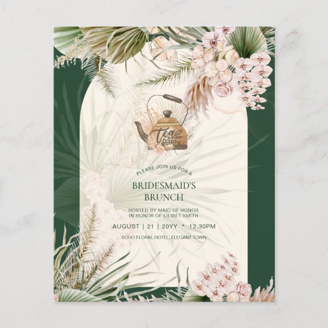 Flyer Pampas Grass TEA FIESTA Bridal Shower Lunch (Frente)