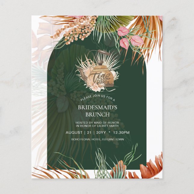 Flyer Pampas Grass TEA FIESTA Bridal Shower Lunch (Frente)