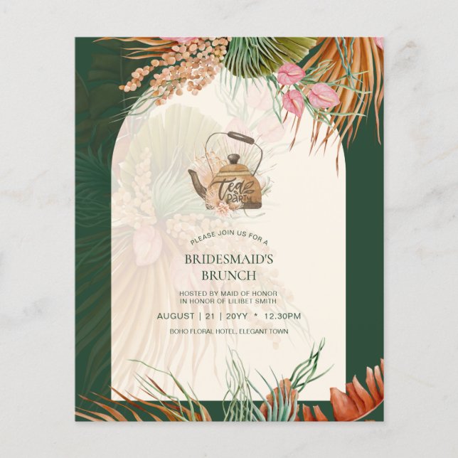 Flyer Pampas Grass TEA FIESTA Bridal Shower Lunch (Frente)