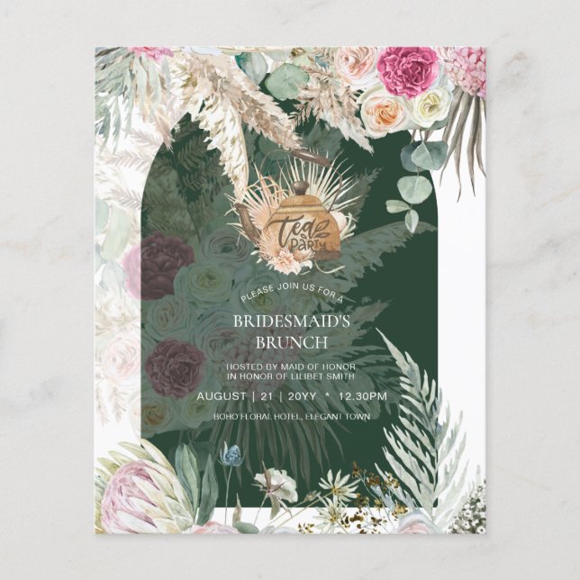 Flyer Pampas Grass TEA FIESTA Bridal Shower Lunch (Frente)