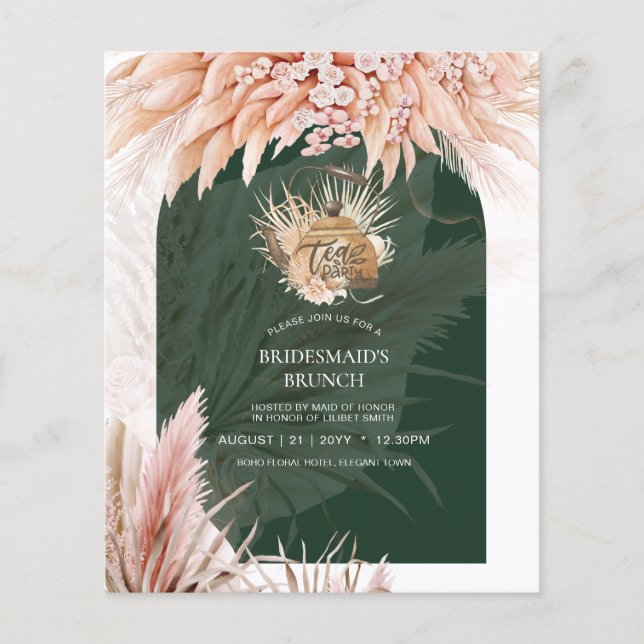 Flyer Pampas Grass TEA FIESTA Bridal Shower Lunch (Frente)
