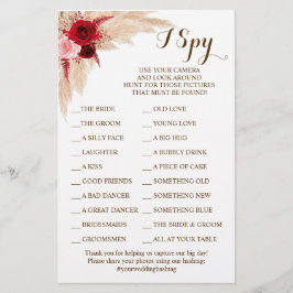 Flyer Pampas Grass Wedding Recepcion I Spy Game Card