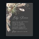 Flyer Pampas para bebé baratas moderno negro elegante<br><div class="desc">Precios de la ducha de bebé pasto pampas y eucalipto moderno boho elegante fiesta de diseño. En una terracota contemporánea,  color verde salado,  natural,  crema y negro.</div>