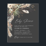 Flyer Pampas para bebé baratas moderno negro elegante<br><div class="desc">Precios de la ducha de bebé pasto pampas y eucalipto moderno boho elegante fiesta de diseño. En una terracota contemporánea,  color verde salado,  natural,  crema y negro.</div>