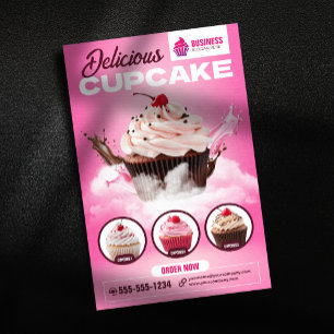 Flyer Panadería de Cupcake Moderna Pastelería Postre Tor