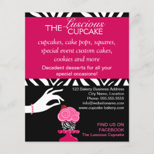 Flyer Panadería de Cupcakes Cebra Sassy
