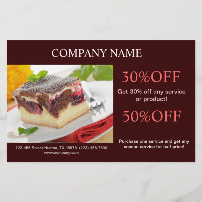 Flyer Panadería de pastelitos de postre moderna (Frente)