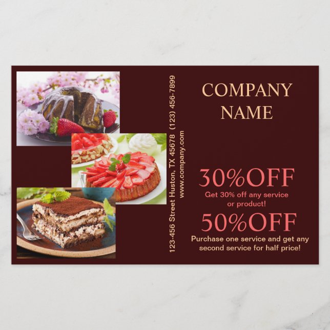 Flyer Panadería de pastelitos de postre moderna (Frente)