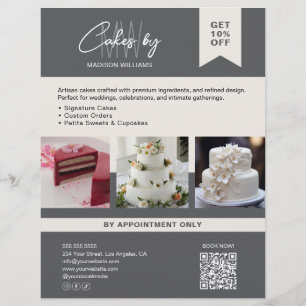 Flyer Panadería Pastel Logotipo Personalizado Monograma 