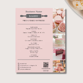 Flyer Panadería Rolling Pin Foto QR Rosa