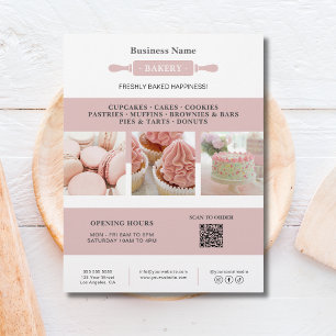 Flyer Panadería Rolling Pin White Pink Business Marketin