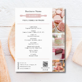 Flyer Panadería Rolling White and Pin Photo QR Pink
