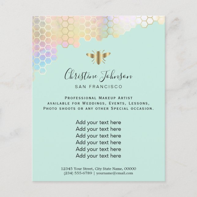 Flyer panal de abeja sobre fondo de menta (Frente)