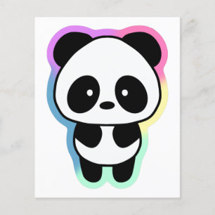 Flyer Panda de bebé lindo - Colores arcoiris