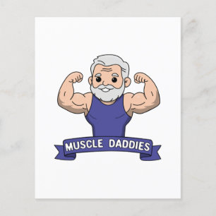 Flyer Papá Musculoso Kawaii Barbudo y Adorable