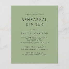 Flyer PAPEL| Invitación a la boda de la cena de ensayo d