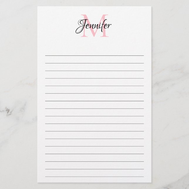 Flyer Papelería personalizada con monograma de líneas mi (Frente)
