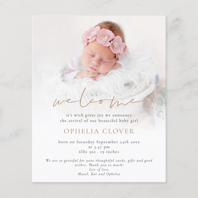 Flyer PAPER 2 Fotos Overlay Gold Welcome Birth (Frente)