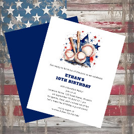 Flyer PAPER Ball Bats Stars Béisbol Cumpleaños Rojo Azul