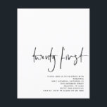 Flyer PAPER Black Script White 21st Birthday<br><div class="desc">PAPER Black Script White 21st Birthday Invite. Una alternativa de PAPER (no tarjeta) de gran valor SIN ENVELOPES a un tamaño menor de 4, 5" x 5, 6" y a un precio económico. (Los sobres estándar A6 son el tamaño más próximo a caber). Moderno minimalismo con Twenty First en un...</div>