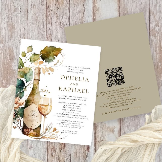 Flyer PAPER Boho Foliage and Wine Bohemira Boda (Front and back view)