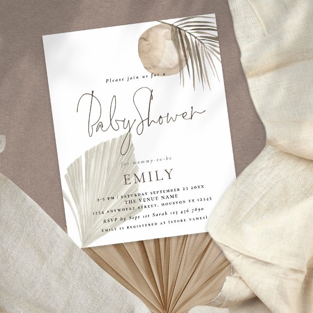Flyer PAPER Boho Pampas Chica de Grass o Boy Baby Shower (Subido por el creador)