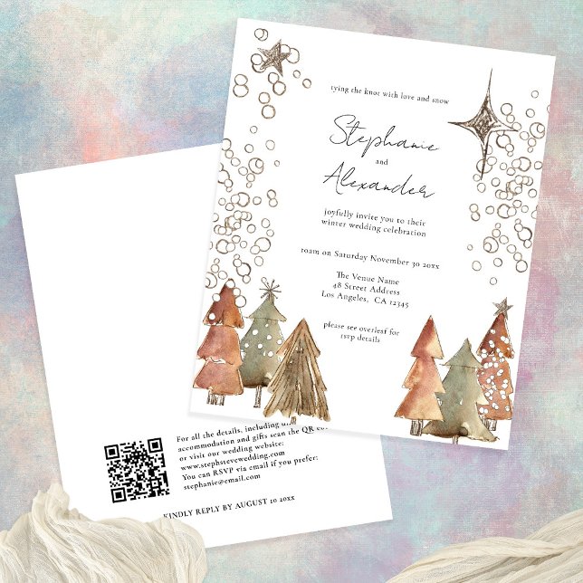 Flyer PAPER Boho Trees Estrellas QR Navidades de código  (Front and back view)