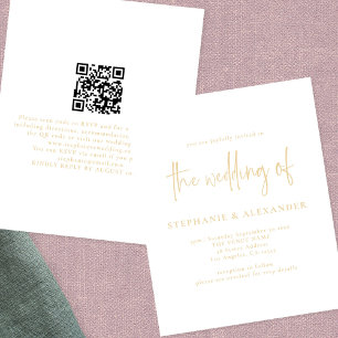 Flyer PAPER Champagne Gold Script QR Code Boda
