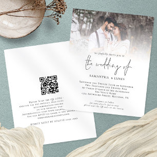 Flyer PAPER Código QR Foto Script Invitación a matrimoni