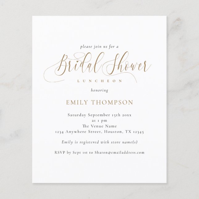 Flyer PAPER Elegant Calligraphy Shower Invite (Frente)