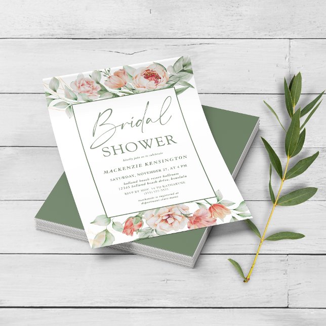 Flyer PAPER Elegant Floral Script Bridal Shower Invite (Subido por el creador)