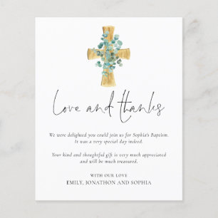 Flyer PAPER Eucalyptus Cross Script Baptism Gracias
