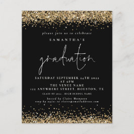 Flyer PAPER Gold Glitter 2022 Graduation Black Invite