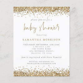 Flyer PAPER Gold Glitter Girl Boy Baby Shower Invite