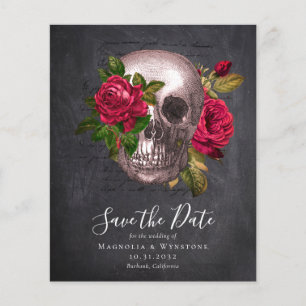 Flyer PAPER Gótica Guardar la fecha Rosas de cráneo de