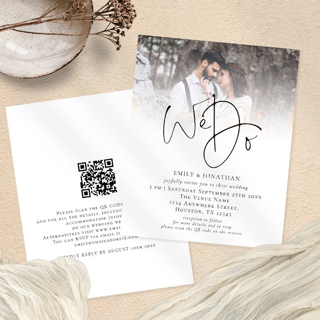Flyer PAPER Hacemos Invitación de matrimonio fotográfico (Front and back view. Value paper alternative.Part of a large collection of matching wedding supplies)