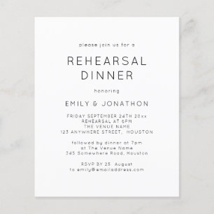 Flyer PAPER  Invitación a la boda del ensayo de la cena 