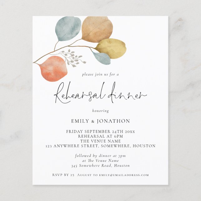 Flyer PAPER | Leaves Wedding Rehearsal Dinner Invitation (Frente)