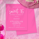 Flyer PAPER Moderno Dulce Rosado Caliente Invite a cumpl<br><div class="desc">Un PAPER no tarjeta de gran valor 4.5 x 5.6" alternativas SIN sobres - la A6 estándar son el tamaño más cercano a ajustar. Invitación de cumpleaños 16 a los dulces rosados calientes modernos. Estilo tipográfico minimalista para el chica de la fiesta de 16 años, con un guión informal para...</div>