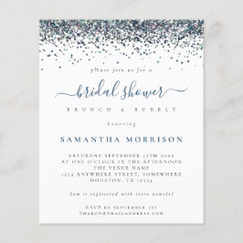 Flyer PAPER Peacock Blue Purpurina Bridal Shower Invite