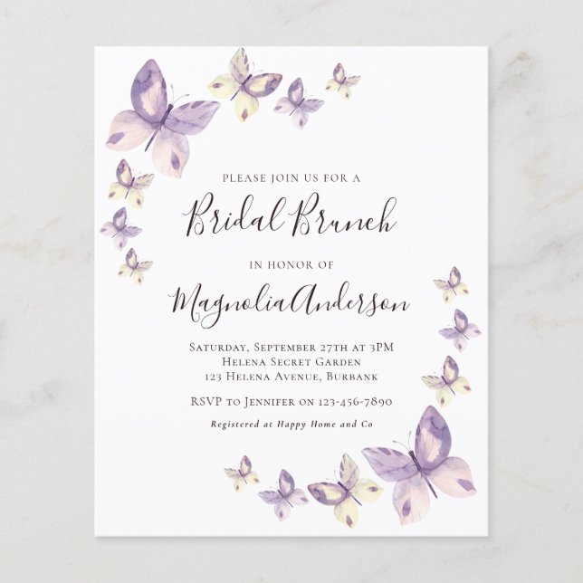 Flyer PAPER Pink Butterfly Bridal Brunch Invitación (Frente)