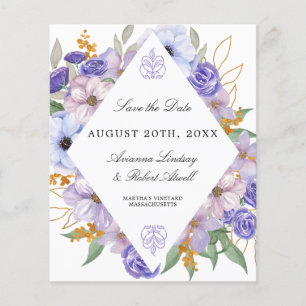 Flyer PAPER Purple Floral Guardar la tarjeta de fecha