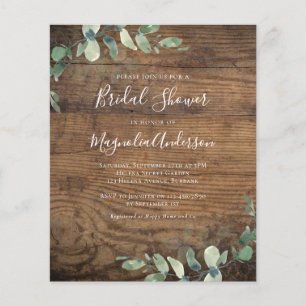 Flyer PAPER Rutic Eucalyptus Bridal Shower Invitación