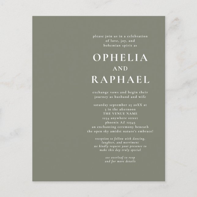 Flyer PAPER Sage simple Código QR Invitación a bodas boh (Frente)