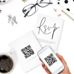 Flyer PAPER Simple QR Código Script Wedding RSVP